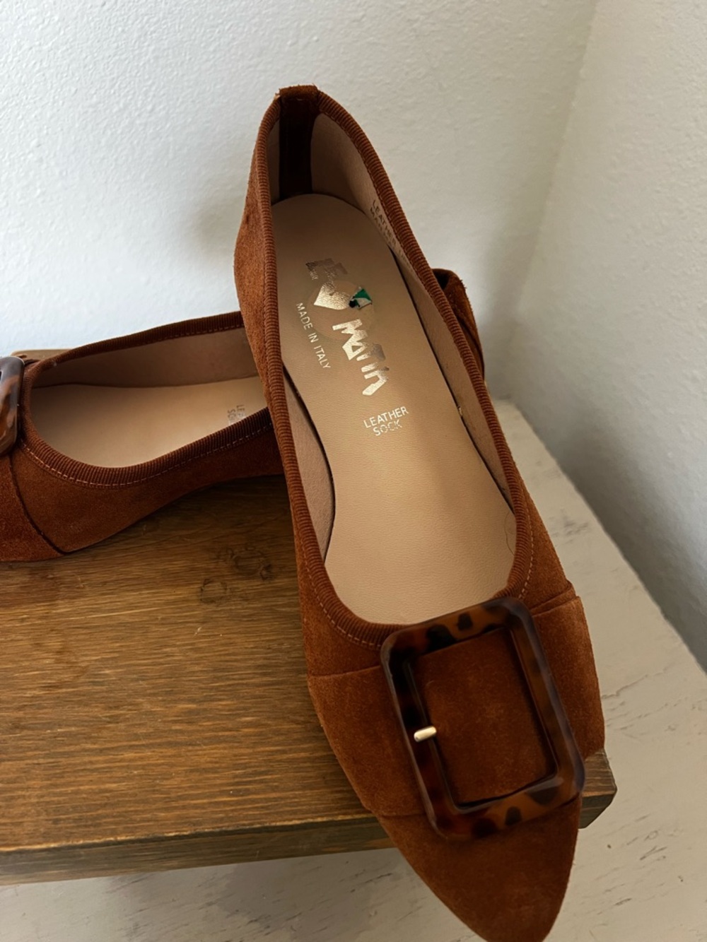 Le Matin suede leather ballet flat buckle size 8